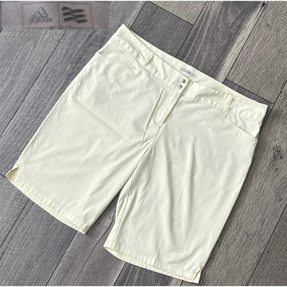 Adidas Golf Shorts Womens 16 Cream Pale Yellow B8820 AE700 Activewear